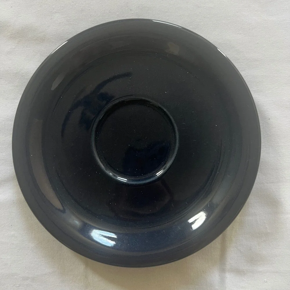 Eddie Bauer Home Navy Blue Ceramic Saucer Replacement Plate Made in Indonesia